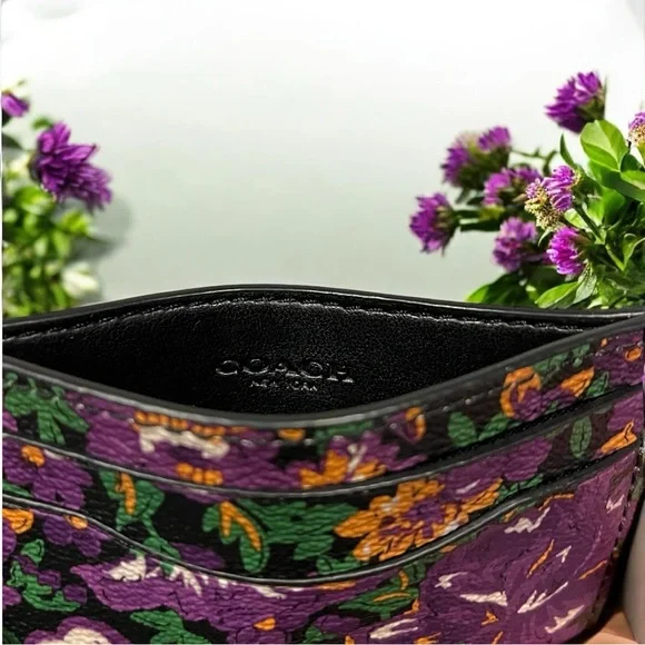 Coach Purple Floral Card Holder - Picture 3 of 3